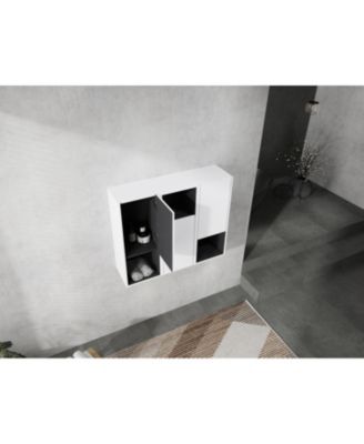 12" Bathroom Side Cabinet,3-Soft Close Doors,Float Mounting Design,123(KD-Packing)