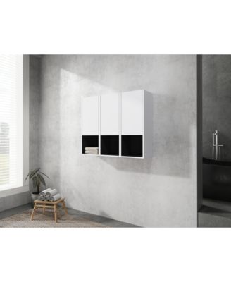 12" Bathroom Side Cabinet,3-Soft Close Doors,Float Mounting Design,123(KD-Packing)