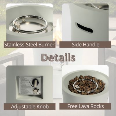 Streamdale Propane Fire Pit Table, 20-inch, Round Graphite Base, Cover, Lava Rocks