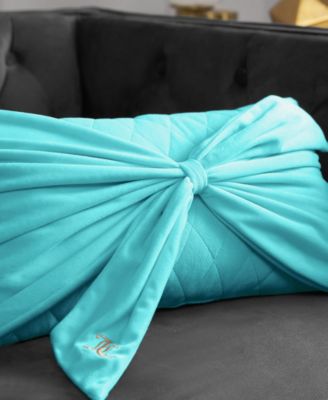 Velvet Bow Decorative Pillow, 10" x 18"