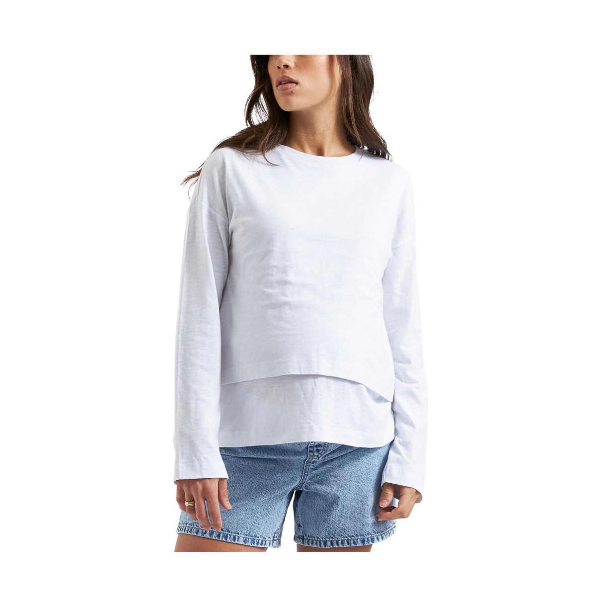 Claud Long Sleeve Nursing Top - White