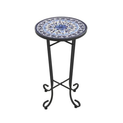 Streamdale Patio Side Table,Blue+Black