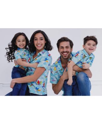 Baby Boys Bird Cookie Monster Elmo Oscar the Grouch Matching Family Hawaiian Button Down Shirt to