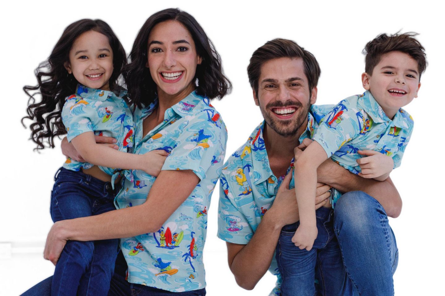 Рубашка Sesame Street Bird Cookie Monster Elmo Oscar the Grouch Matching Family Hawaiian Button Down Shirt to для мальчиков-малышей, цвет: Синий — фото 3