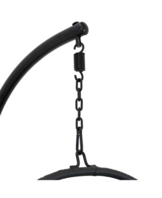 Outdoor Resin Wicker Delaney Hanging Basket Egg Chair Swing with Cushions and Headrest - Gray - 2pc