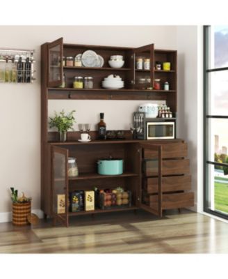 63" Kitchen Hutch Cabinet with Storage