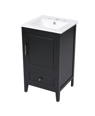  20" Black Vanity with Sink, Cabinet Door & Drawer