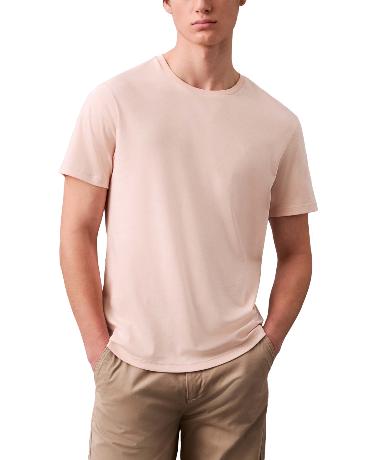 Shop Calvin Klein Men's Short Sleeve Supima Cotton Interlock T-shirt In Silver Peony