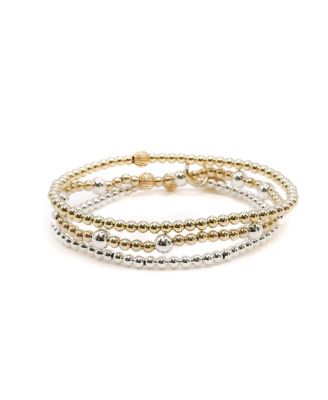 Gold Filled Ball and Sterling Silver Bracelet Stack