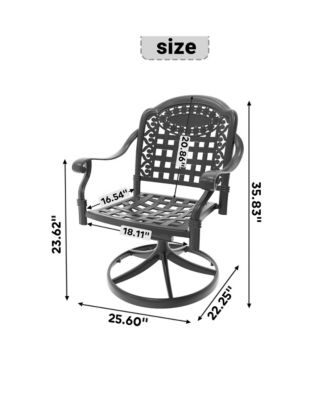 Streamdale Cast Aluminum Patio Swivel Chair 2PCS With Black Frame and Cushions In Random Colors