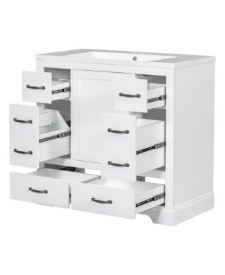 36" Bathroom Vanity with Sink Combo, Six Drawers, Multi-Functional Drawer Divider, Adjustable Shelf