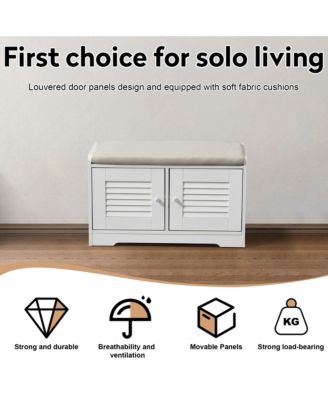 Streamdale 28" Shoe Storage Bench with Cushion and Adjustable Shelves