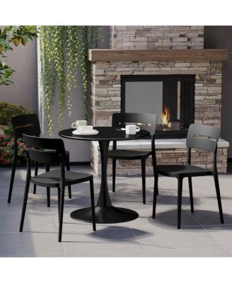 Outdoor Modern Stackable Plastic Patio Dining Chairs (Set of 4)