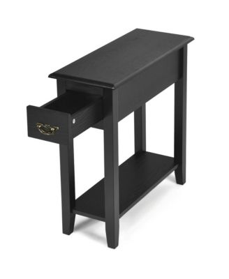 Set of 2 Nightstand 2 Tier End Bedside Sofa Side Table w/Drawer &Shelf