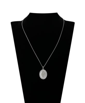 Cubic Zirconia Mother of Pearl Mary Pendant Necklace
