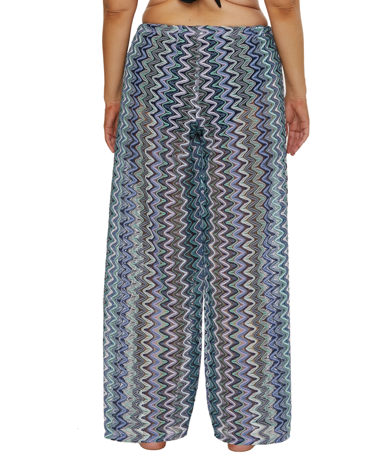 BECCA ETC PLUS SIZE SUNDOWN STRIPE CROCHET SPLIT-LEG PANTS SWIM COVER-UP 