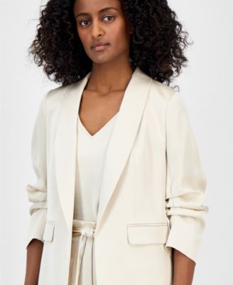 Women's Open-Front Scrunch-Sleeve Blazer