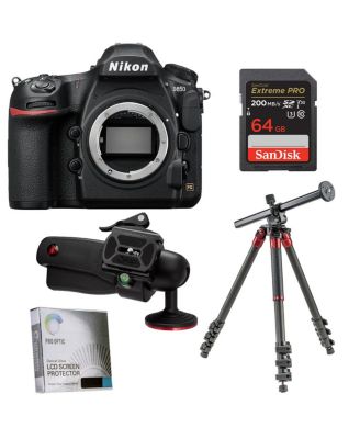 D850 DSLR Camera Body - With FotoPro X-Go Max Carbon Fiber Tripod with Built-In Monopod, FPH-62Q Ball Head, 64GB Extreme PRO SDXC Memory Card,