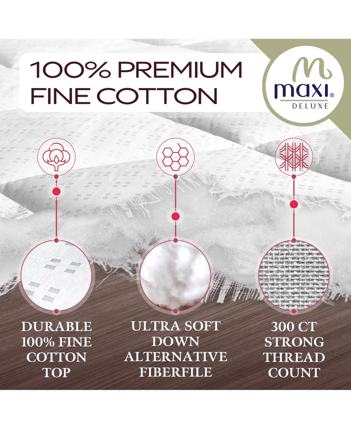 Maxi 100% Cotton Breathable Down Alternative Mattress Pad