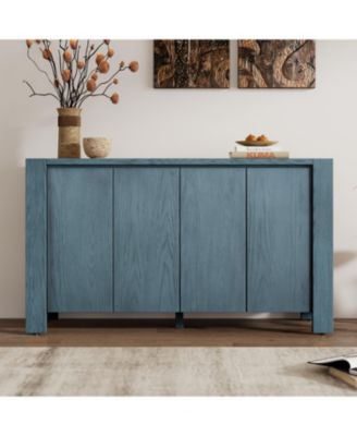 Streamdale Retro 4-door Sideboard with Distressed Finish and Adjustable Shelves for Dining Room, Kitchen, and Living Room (Navy)