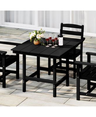 Outdoor HDPE 36" Square Patio Dining Table with Umbrella Hole