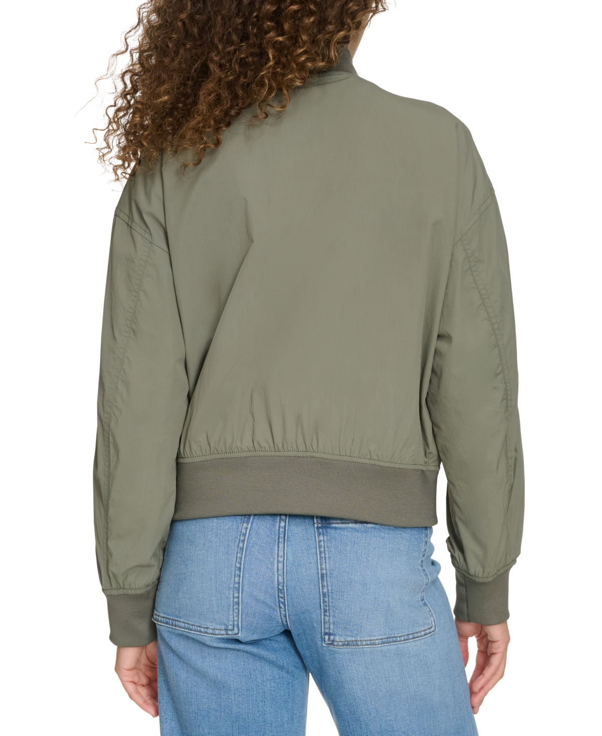 Levi's Women's Relaxed Zip-front Ribbed-hem Bomber Jacket In Sage