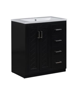 Streamdale 30" Solid Wood Bathroom Vanity Set with Resin Sink and Soft Close Storage