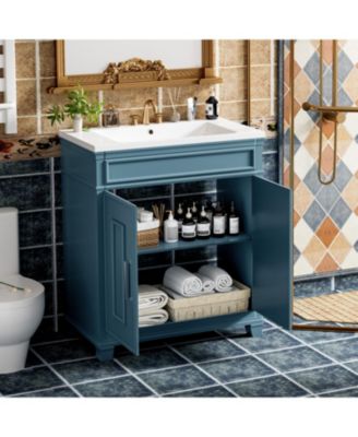 Streamdale 30" Ceramic Sink Vanity Set with Storage Shelf and Cabinet