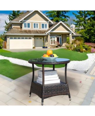 Streamdale Outdoor patio Furniture 1 Round Coffee Table with clear tempered glass