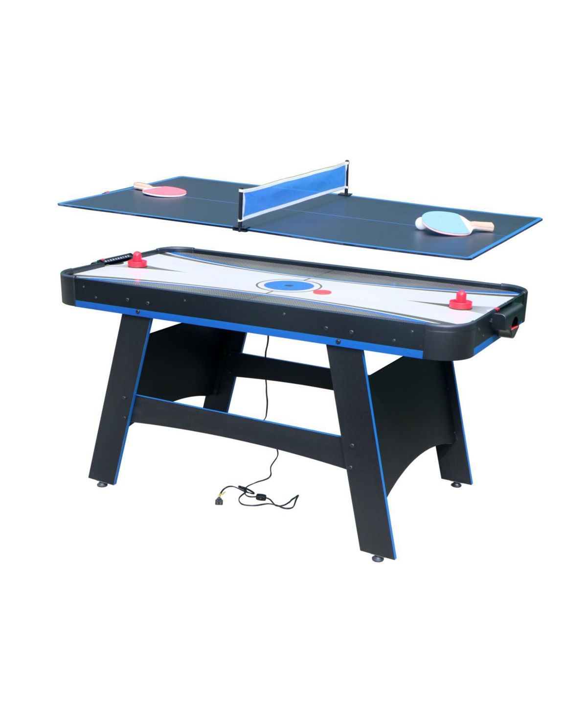 Multifunctional Game Table: Air Hockey, Pool, Tennis, Hockey, Ice Ball - Black+white+blue