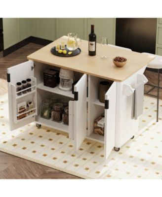 Farmhouse Kitchen Island on Wheels with Storage