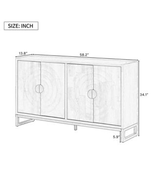 Streamdale Rubberwood Veneer Sideboard Cabinet with Adjustable Shelves
