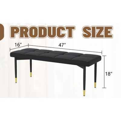 47" Faux PU & Metal Shoe Bench