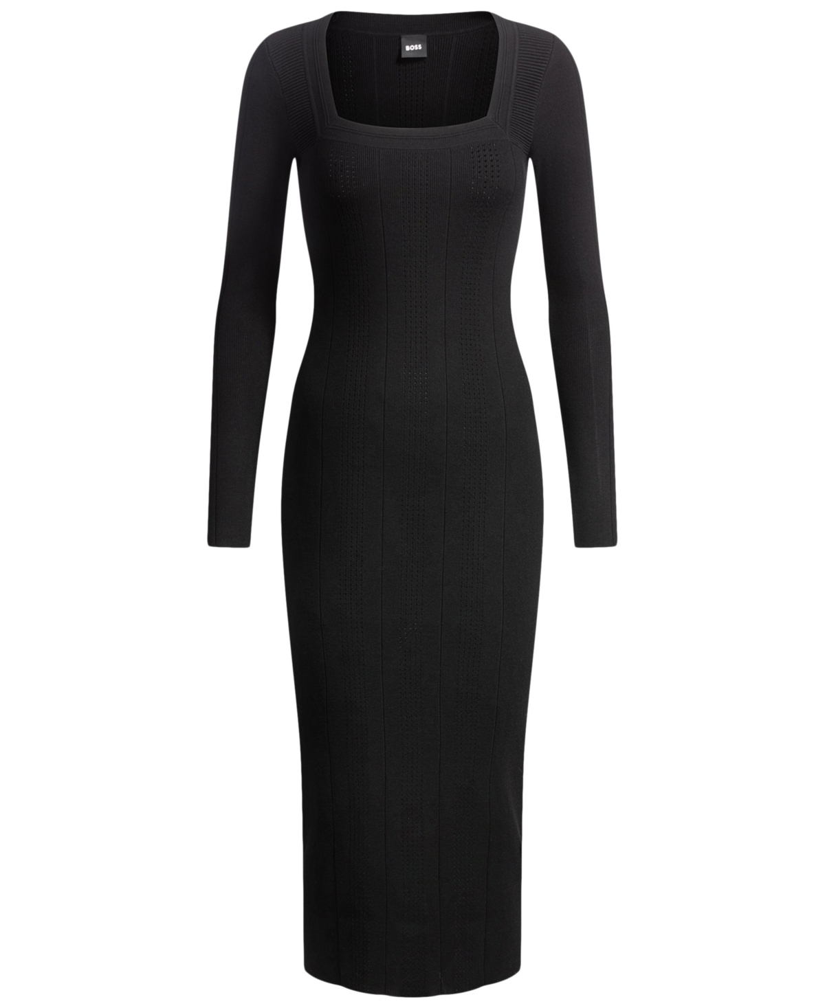 Hugo Boss Knitted Relaxed-fit Dress With Anti-bacterial Finish In Black