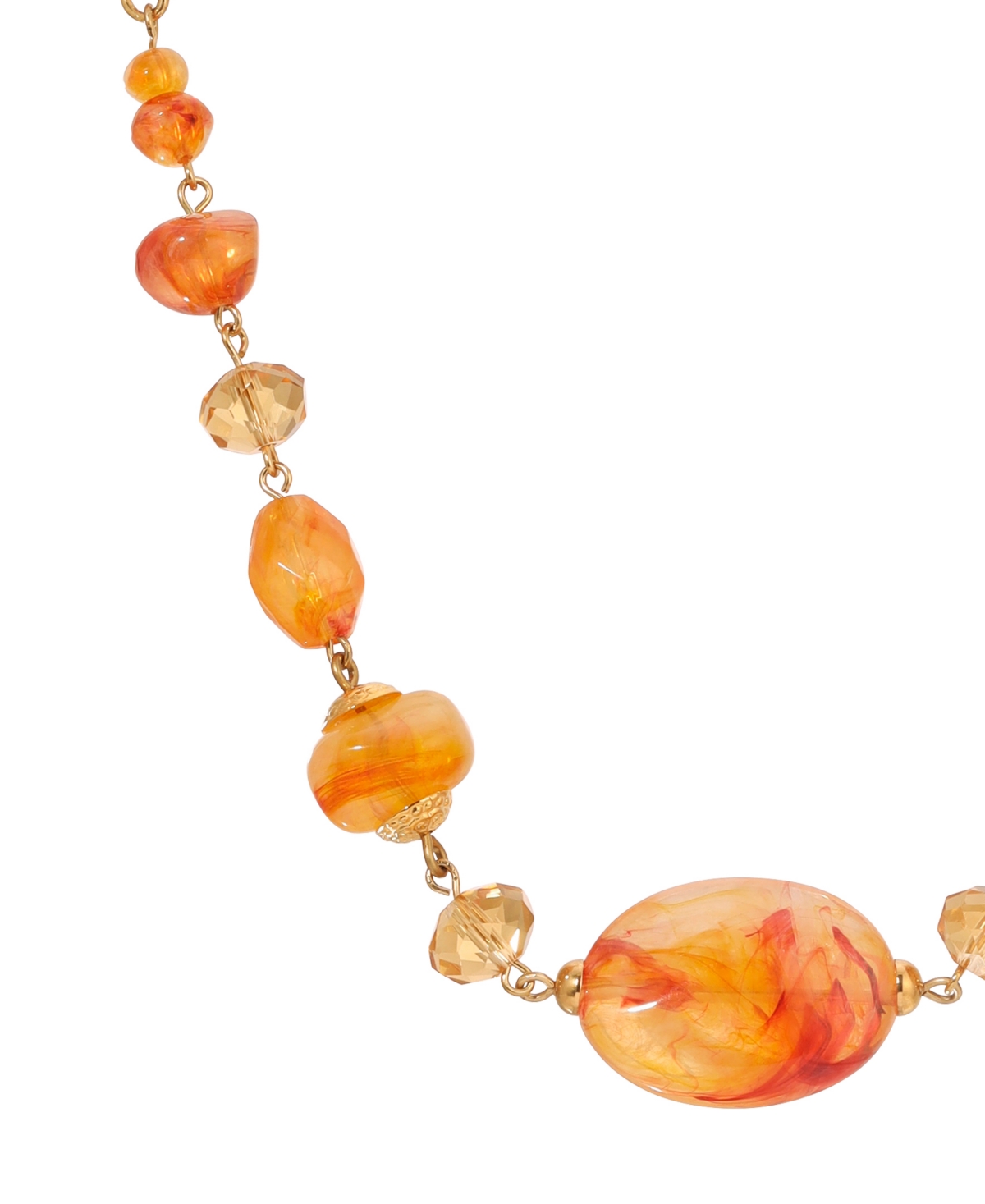 2028 Faux Amber Bead Necklace In Brown