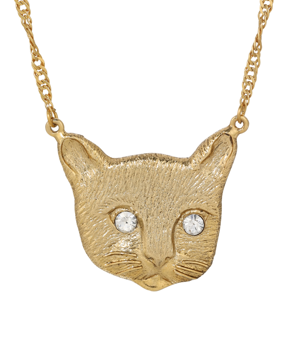 2028 Crystal Cat Face Necklace In Yellow