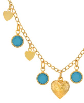 Crystal Stone Heart Drop Necklace