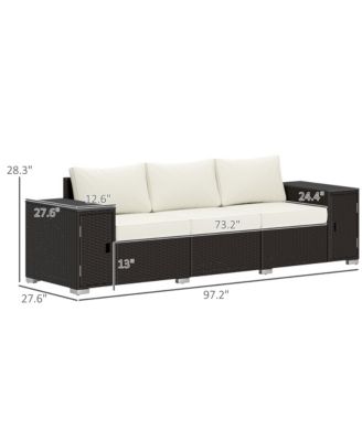 Wicker Outdoor Couch, Patio Sofa with Storage, Cushions
