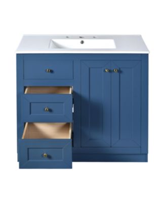 Streamdale 36" Blue Bathroom Vanity with Ceramic Sink and Storage