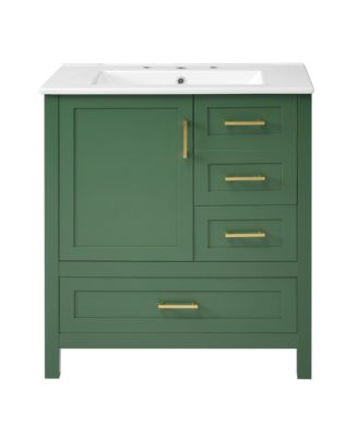 Streamdale 30" Green Bathroom Vanity Set with Sink, Storage Cabinet, Soft Close Drawers, Removable Tray