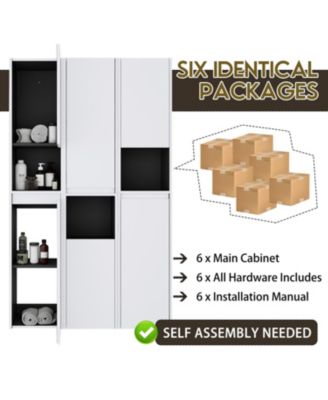  12" Bathroom Side Cabinet,6-Soft Close Doors,Float Mounting Design