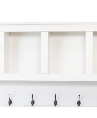 Streamdale Farmhouse Hall Tree with 6 Hooks, Adjustable Shelves, Shoe Cabinet, Mudroom Storage, 76.7