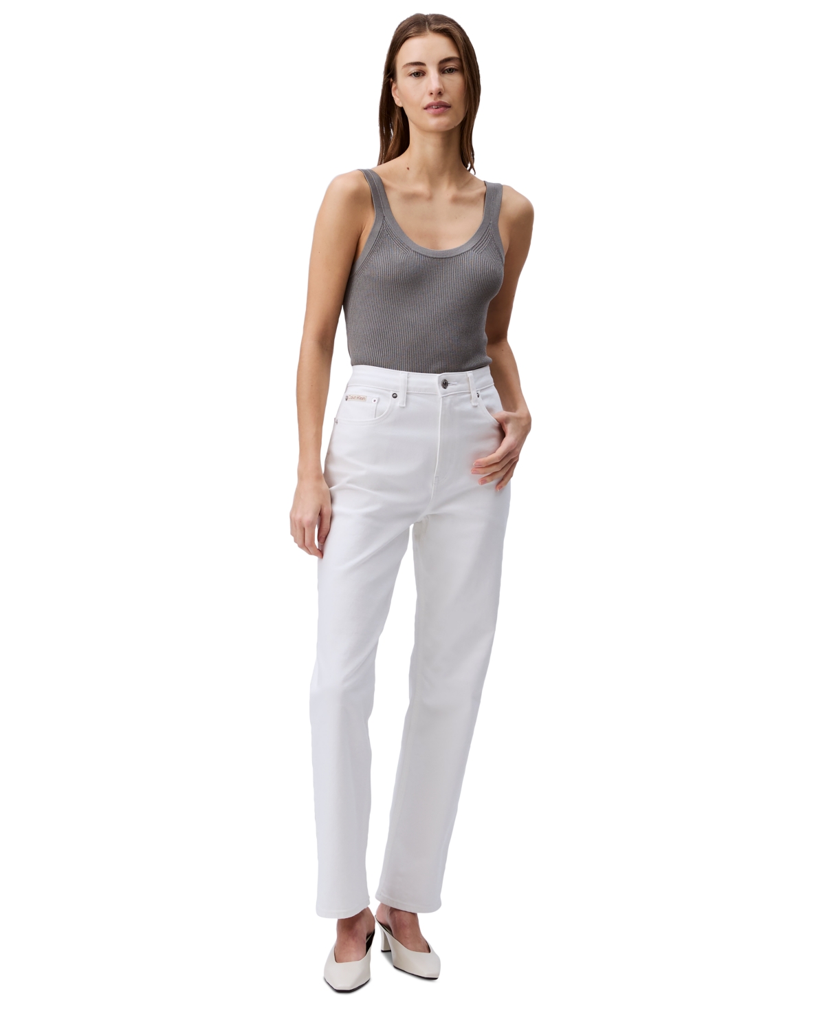 CALVIN KLEIN JEANS EST.1978 WOMEN'S HIGH-RISE STRAIGHT-LEG STRETCH DENIM JEANS 