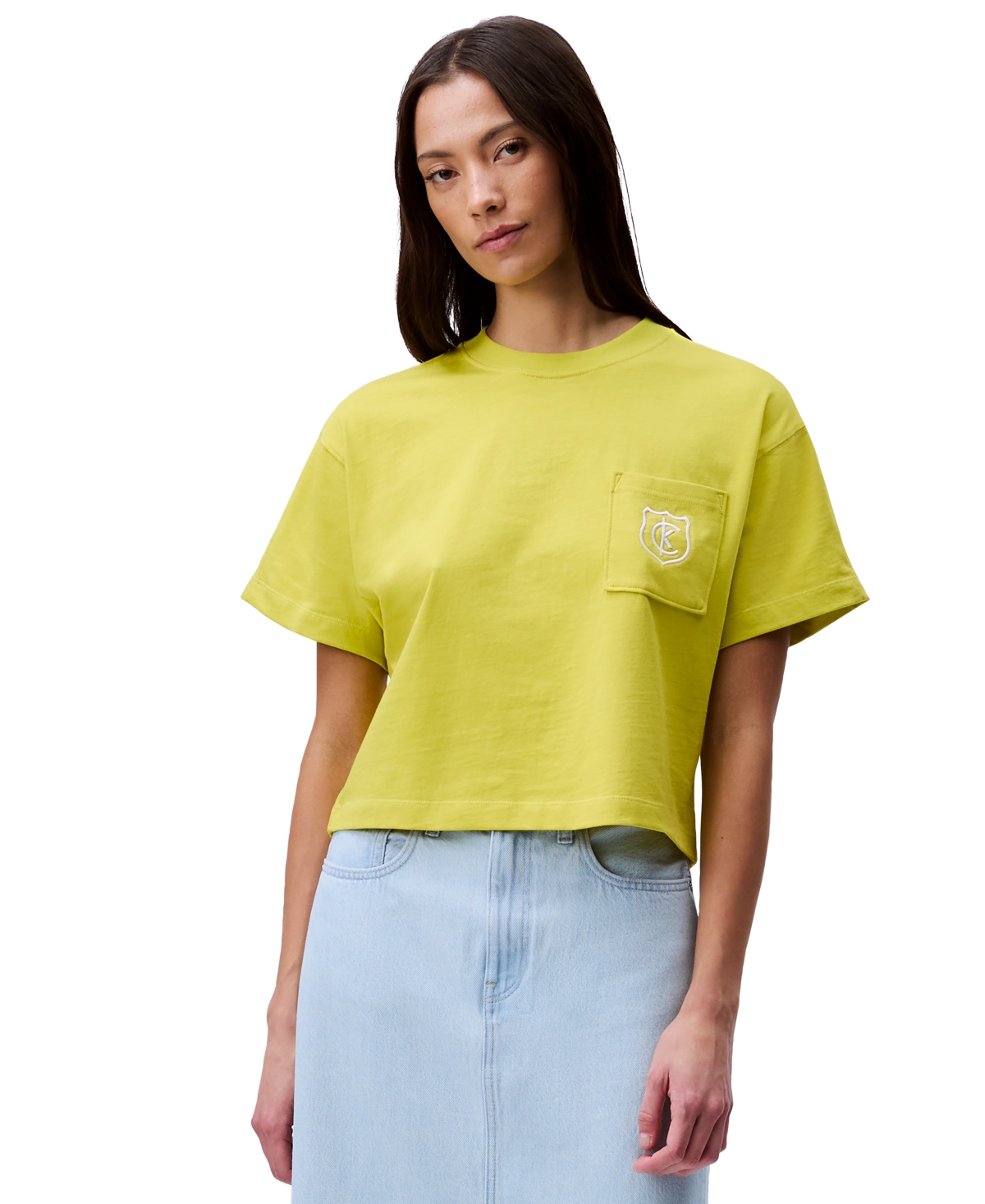 Women's Monogrammed Logo Crest Boxy Cropped T-Shirt - Persian Violet