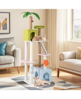 Multi-Level Beach-Themed Cat Tree Aesthetic & Fun Kitten Tower for Indoor Cats
