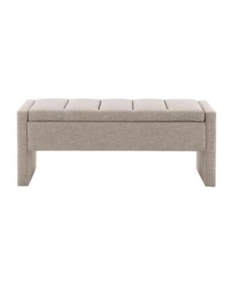 Upholstered Bed End Bench with Storage, Linen Grey-Brown