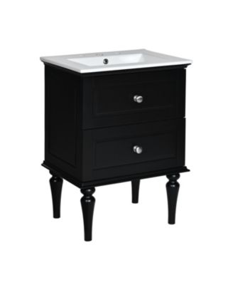 24" Solid Wood Bathroom Vanity Cabinet with Sink and 2 Drawers