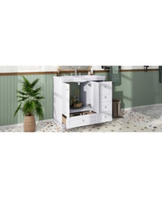 Streamdale 36 inch Shaker Style Free-Standing Bathroom Vanity Cabinet with Sink, 4 Soft-close Drawers and 2 Soft-close doors
