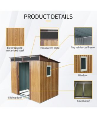 6ft x 5ft Outdoor Metal Storage Shed with Window and Transparent plate for Garden, Lawn