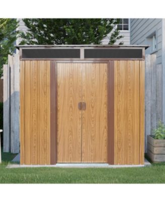 6ft x 5ft Outdoor Metal Storage Shed with Window and Transparent plate for Garden, Lawn